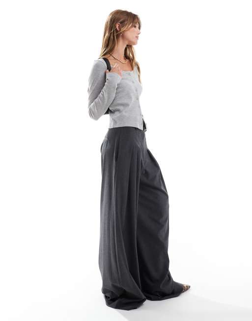 Cárdigan gris jaspeado de manga larga con cuello ancho de ASOS DESIGN, 3 de 4