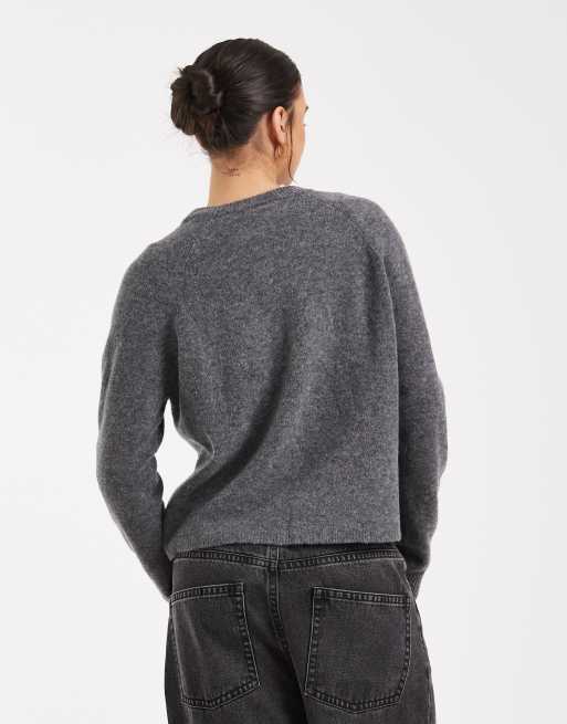 Cárdigan gris medio melange de punto suave de Pieces, 3 de 4