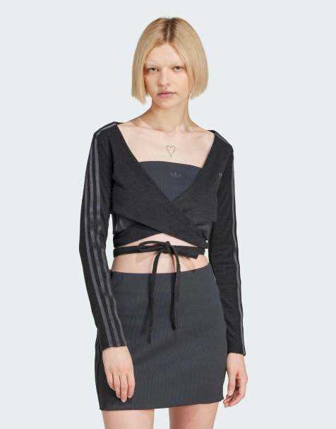 Cárdigan gris oscuro con diseño envolvente de adidas Originals - view 1