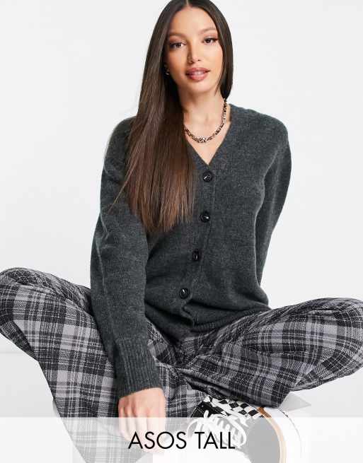Cárdigan gris oscuro extragrande con botones de ASOS DESIGN Tall