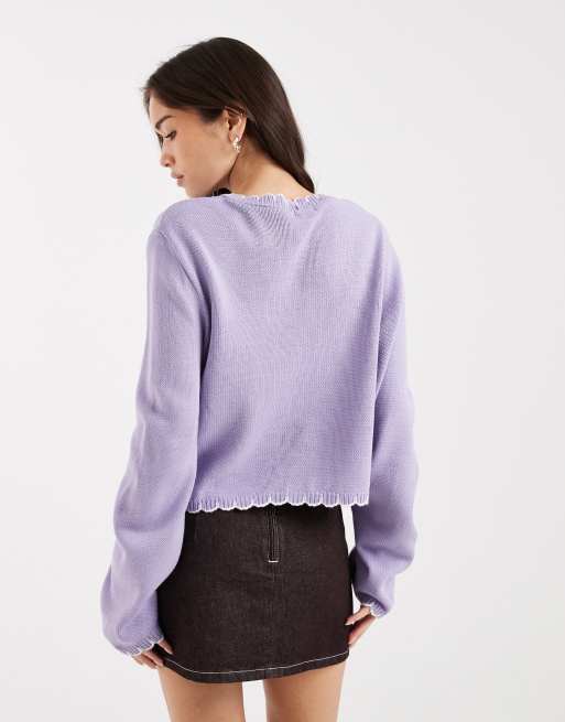 Cárdigan lila con pespuntes de festón de Miss Selfridge, 4 de 4