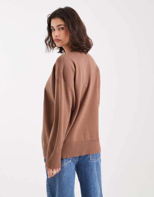 Cárdigan marrón chocolate de corte boyfriend de ASOS DESIGN, 2 de 4