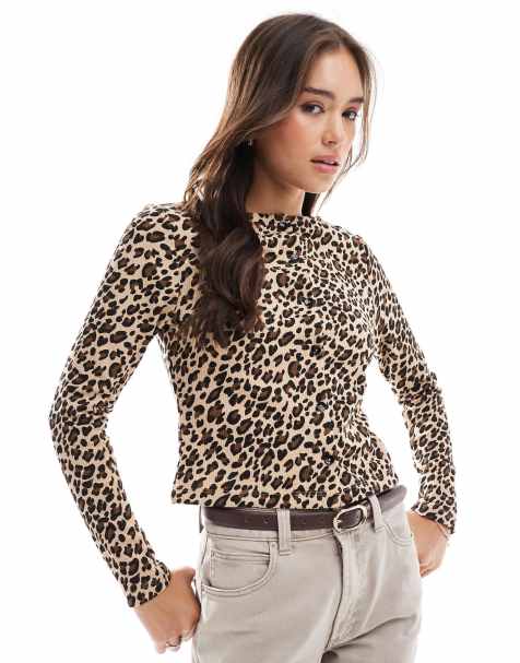 Cárdigan marrón con estampado de leopardo de punto gofrado de ASOS DESIGN - view 1