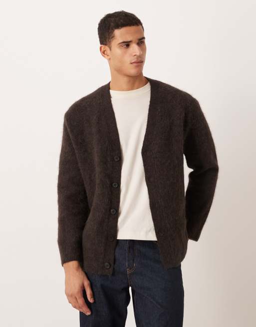 Cárdigan marrón de lana de alpaca texturizada de ARKET