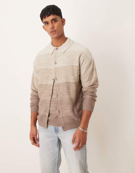Cárdigan marrón degradado holgado de punto de ASOS DESIGN (parte de un conjunto) - view 1