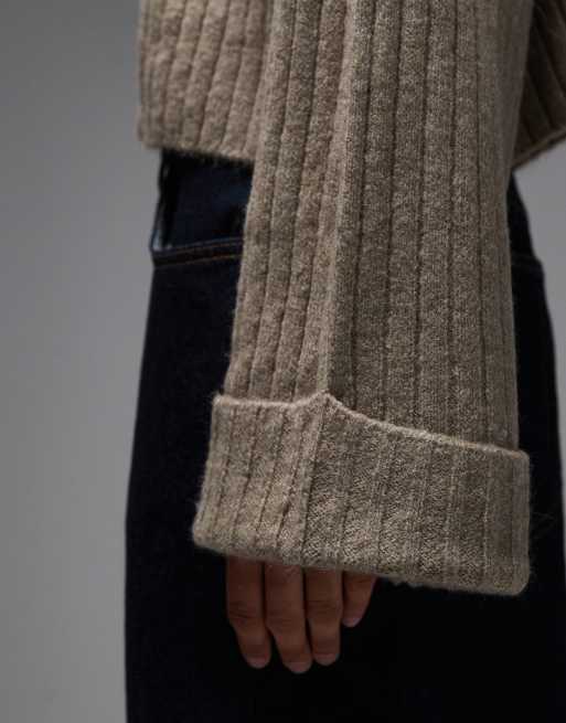 Cárdigan marrón moca con puños vueltos de punto de ASOS DESIGN, 2 de 4