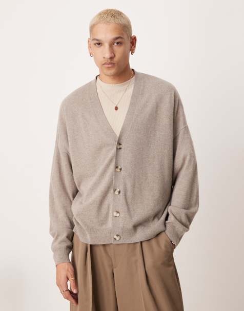 Cárdigan marrón topo de corte cuadrado extragrande de cachemir 100% premium de ASOS DESIGN - view 1