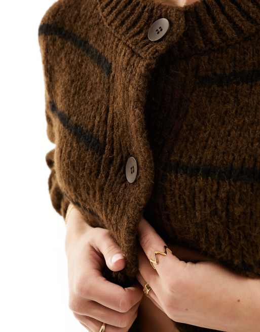 Cárdigan marrón y negro a rayas de punto suelto de ASOS DESIGN, 4 de 4