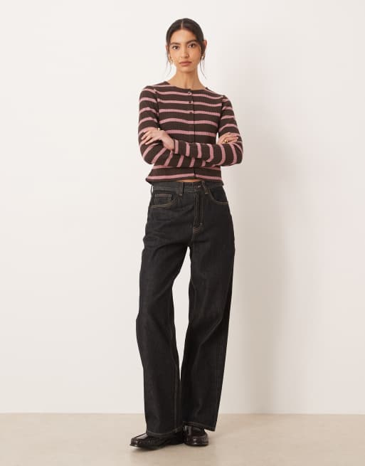 Cárdigan marrón y rosa a rayas con botones de ASOS DESIGN, 3 de 4