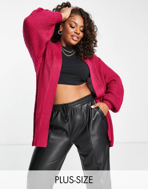 Cárdigan midi rojo sangría Jet de Threadbare Plus