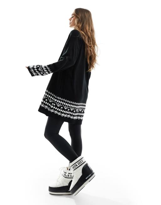 Cárdigan monocromático con diseño envolvente estilo chal de Threadbare Ski