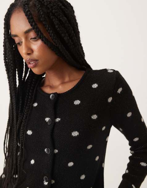 Cárdigan monocromático de corte depurado con estampado de lunares de ASOS DESIGN - view 1