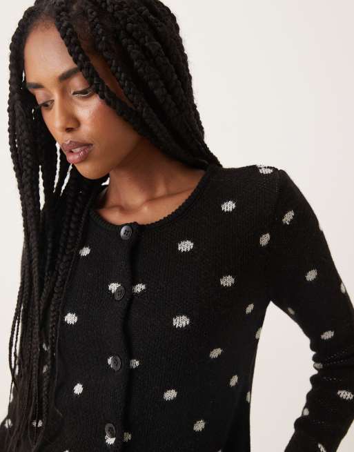 Cárdigan monocromático de corte depurado con estampado de lunares de ASOS DESIGN, 4 de 4
