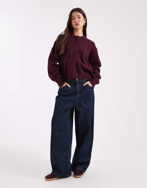 Cárdigan morado ciruela de corte cuadrado de punto Essentials de ASOS DESIGN, 3 de 4