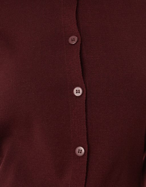 Cárdigan morado ciruela estructurado con cuello redondo de punto de ASOS DESIGN, 3 de 4