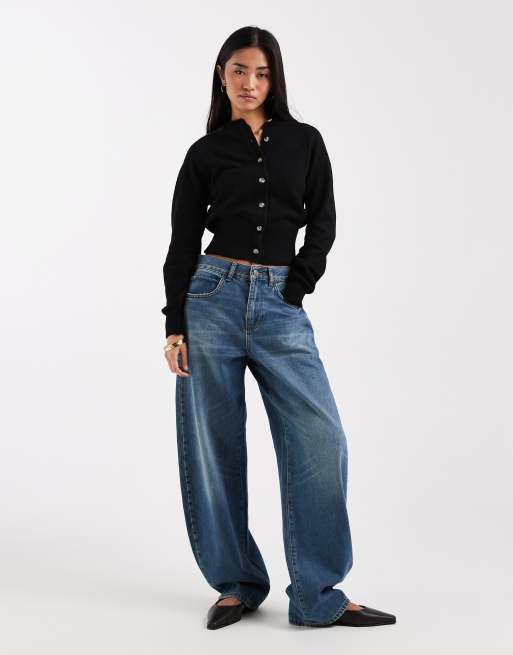 Cárdigan negro con cintura ceñida de punto mullido de ASOS DESIGN, 2 de 4
