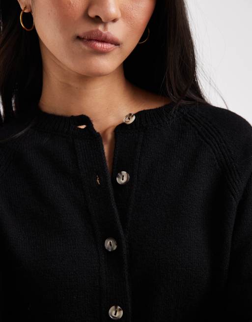 Cárdigan negro con cintura ceñida de punto mullido de ASOS DESIGN, 4 de 4