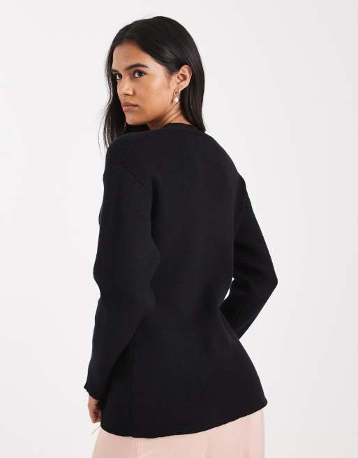 Cárdigan negro con cintura entallada de punto de Miss Selfridge, 4 de 4