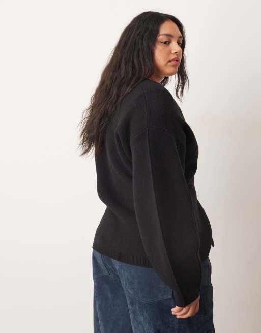 Cárdigan negro con cintura entallada y mangas ovoides de ARRANGE Curve, 4 de 4