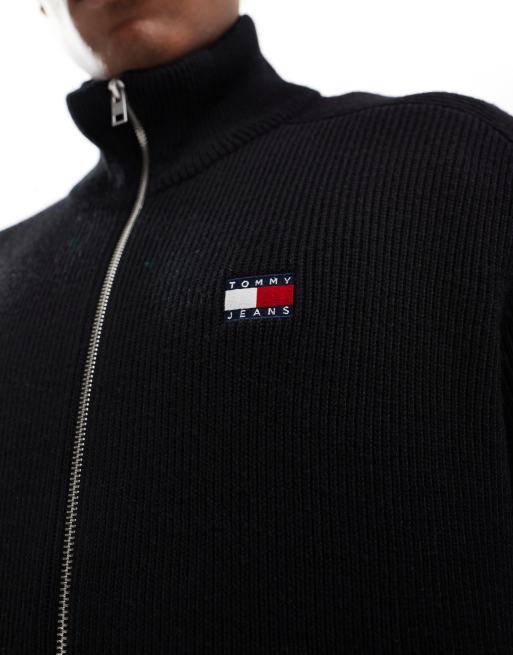 Cárdigan negro con cremallera y parche del logo de Tommy Jeans, 2 de 4