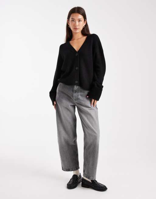 Cárdigan negro con cuello de pico y puños anchos de Miss Selfridge, 3 de 4