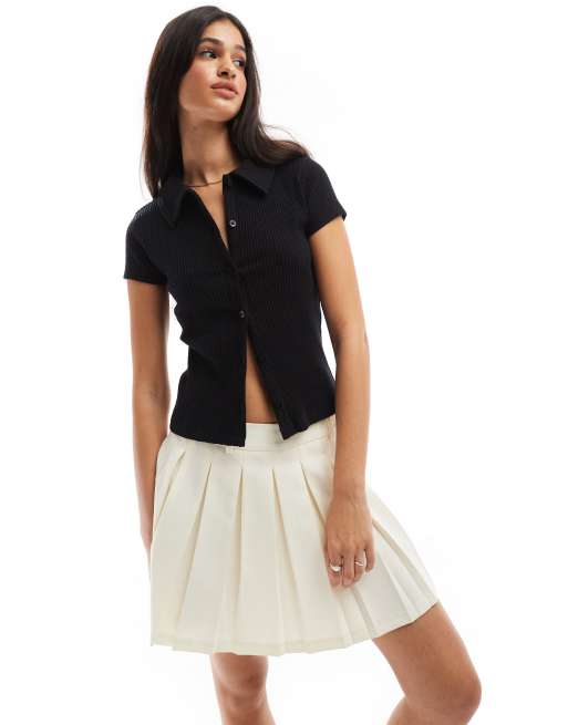 Cárdigan negro con cuello tipo polo de tejido muy suave de ASOS DESIGN