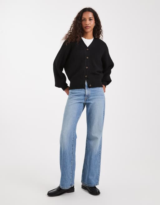 Cárdigan negro con mangas murciélago de punto mullido de ASOS DESIGN, 2 de 4
