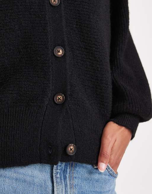Cárdigan negro con mangas murciélago de punto mullido de ASOS DESIGN, 3 de 4