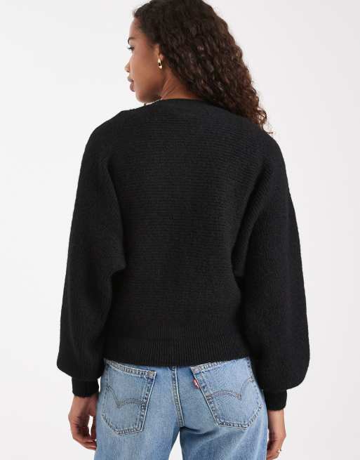 Cárdigan negro con mangas murciélago de punto mullido de ASOS DESIGN, 4 de 4