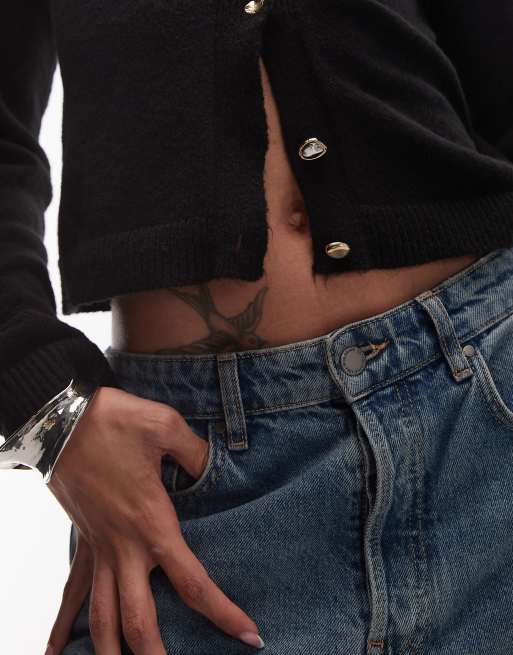 Cárdigan negro de corte cuadrado de punto mullido de ASOS DESIGN, 2 de 4