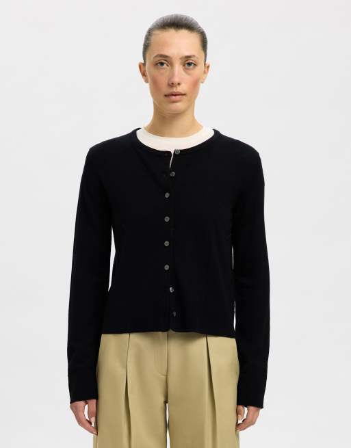 Cárdigan negro de punto de Selected Femme