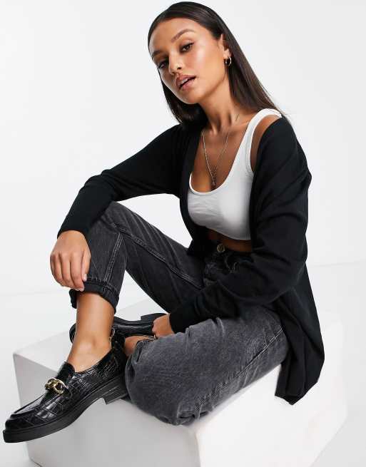 Cárdigan negro de punto fino de ASOS DESIGN Petite, 3 de 4