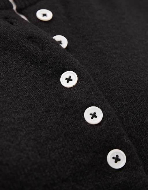 Cárdigan negro entallado de punto de grosor medio de ASOS DESIGN, 3 de 4