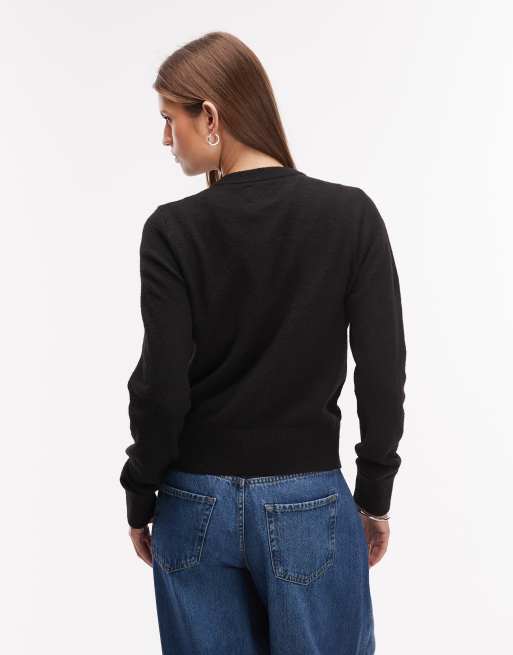 Cárdigan negro entallado de punto de grosor medio de ASOS DESIGN, 4 de 4