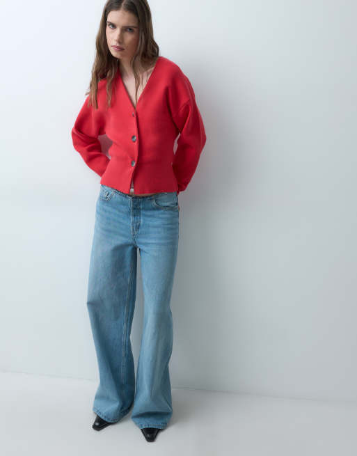 Cárdigan rojo extragrande de punto de ASOS DESIGN, 2 de 4