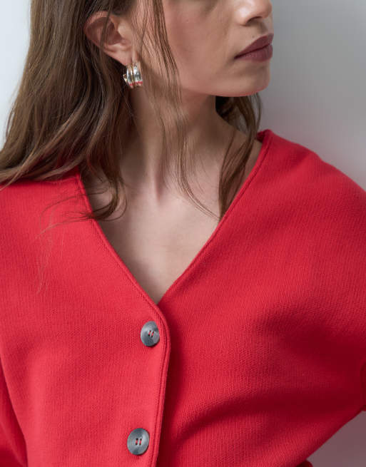 Cárdigan rojo extragrande de punto de ASOS DESIGN, 3 de 4
