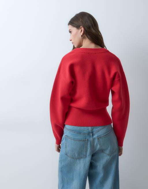 Cárdigan rojo extragrande de punto de ASOS DESIGN, 4 de 4