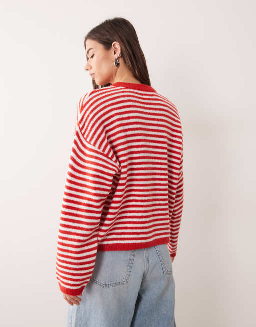 Cárdigan rojo y blanco a rayas holgado y ligero de ASOS DESIGN, 4 de 4