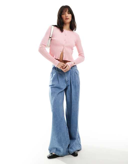 Cárdigan rosa con botones delanteros y volantes de ASOS DESIGN, 3 de 4