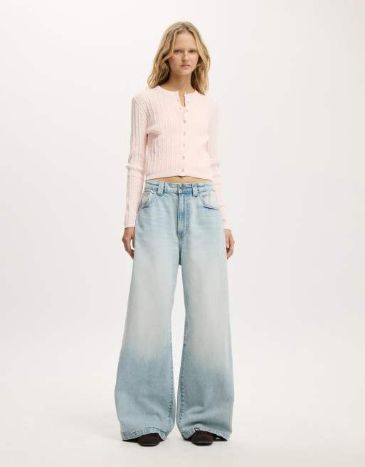 Cárdigan rosa tenue con cuello redondo de punto de ochos de Cotton On, 2 de 4