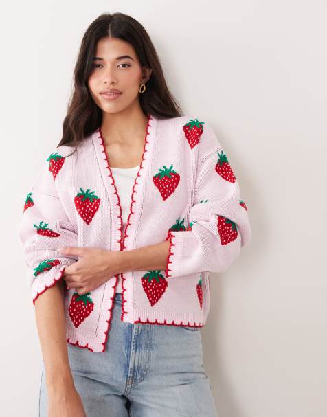 Cárdigan sin cierres con bordado de fresas de Miss Selfridge - view 1