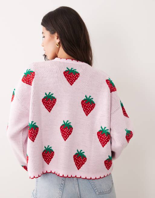 Cárdigan sin cierres con bordado de fresas de Miss Selfridge, 4 de 4