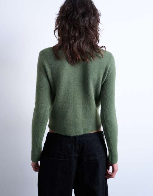 Cárdigan verde con botones revestidos de punto de Topshop, 4 de 4