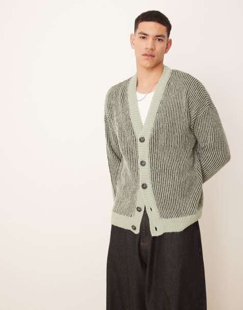Cárdigan verde extragrande de punto acanalado de ASOS DESIGN (parte de un conjunto) - view 1