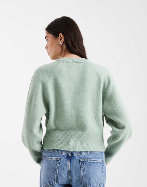 Cárdigan verde menta con cuello redondo y detalle de mangas raglán de ASOS DESIGN, 2 de 4