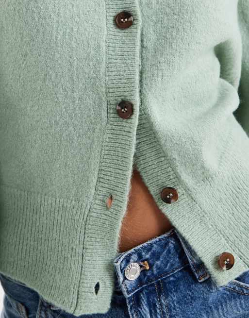Cárdigan verde menta con cuello redondo y detalle de mangas raglán de ASOS DESIGN, 3 de 4