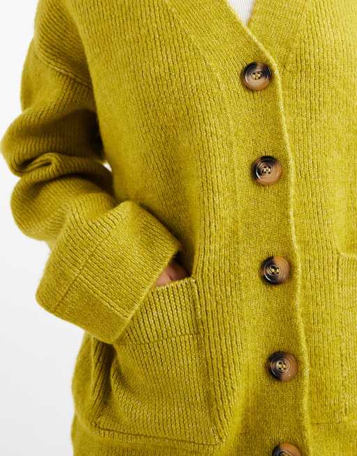 Cárdigan verde oliva con cuello de pico y diseño estructurado de ASOS DESIGN, 3 de 4