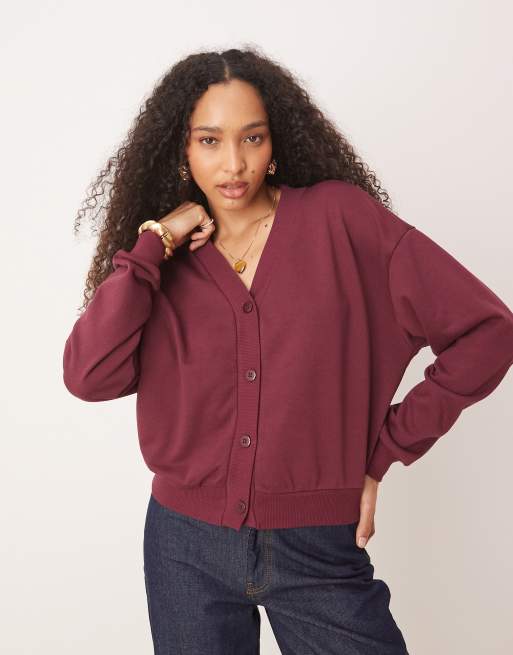 Cárdigan verde oliva de tejido de sudadera de ASOS DESIGN (parte de un conjunto)