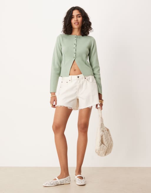 Cárdigan verde salvia con cintura ceñida de punto de ASOS DESIGN, 2 de 4