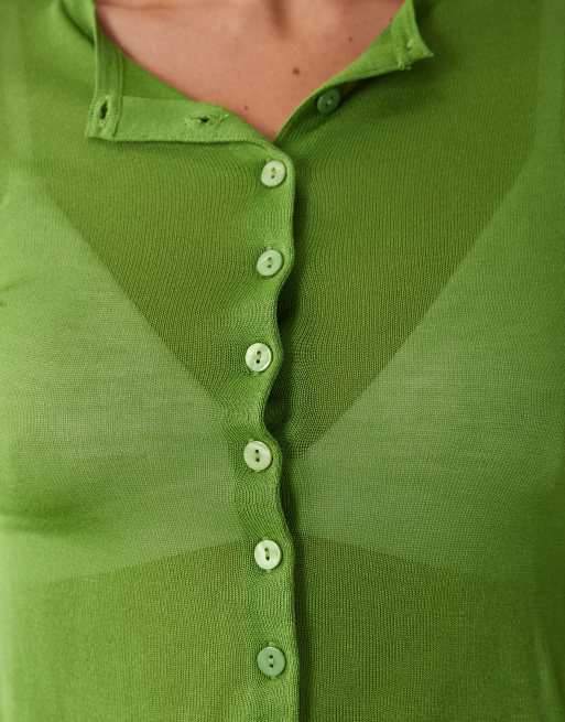 Cárdigan verde transparente efecto segunda piel de ASOS DESIGN, 3 de 4